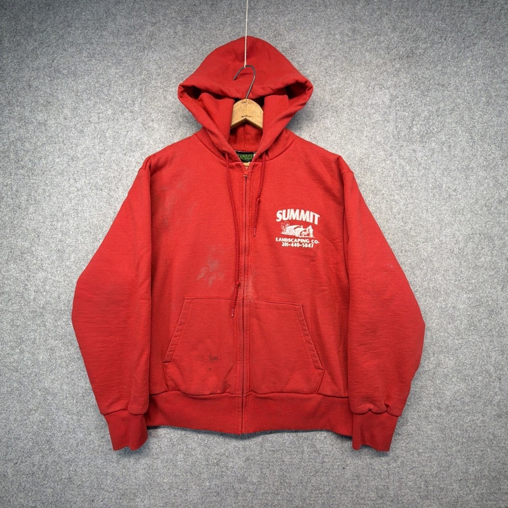 Vintage Camber Thermal Lined Full Zip Hoodie Red Size Medium Made In USA
